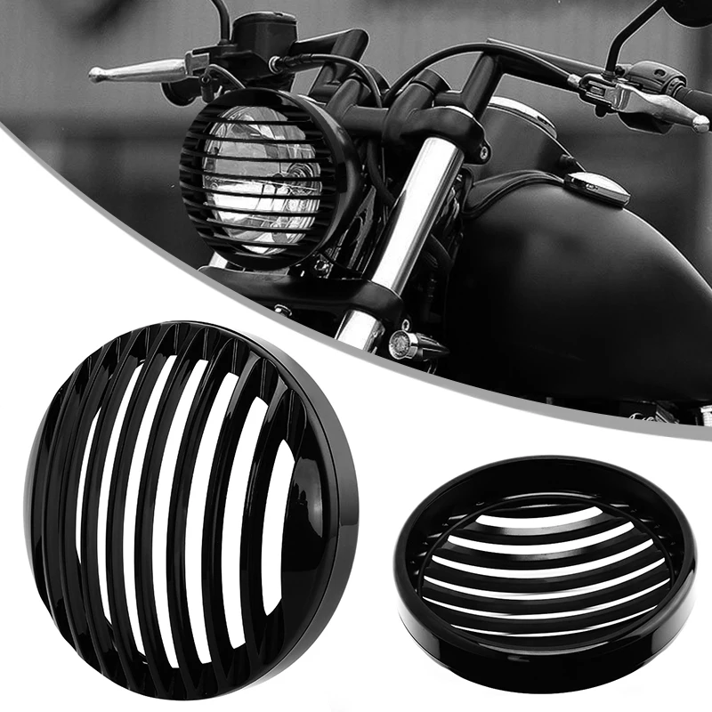 

Black Motorcycle 5 3/4" ABS Headlight Grill Cover Lamp Grille Accessories For Harley Sportster XL883 XL1200 XL1200X X48 2004-Up