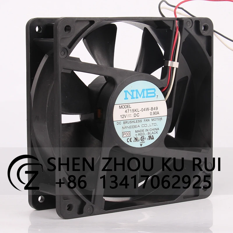 4715KL-04W-B49 Case Fan Dual Ball Bearing for NMB  DC12V 0.90A EC AC 10.8W 120x120x38mm 12CM 12038 Large Air Volume Cooling Fan