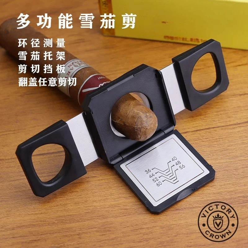Cigar Scissors Versatile Flip Cuba Cigar Cutter Measures Cigar Ring Diameter Prevents Excessive Shearing of German Blades Gifts