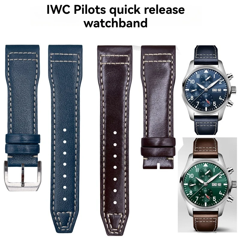 For IWC Pilot Quick Release Leather Strap Mark 20 18 Little Prince Spitfire Fighter Quick Release Leather Watch Chain 20mm 21mm