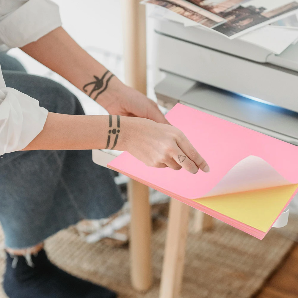 50Pcs Adhesive Printing Paper A4 Colorful Label Paper Stickers for Supermarket Life DIY