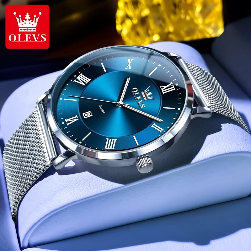OLEVS 5623 Jam Tangan Pria Jam Tangan Kuarsa Pria Bisnis Sederhana Modis Jam Tangan Pria Tanggal Otomatis Kedap Air Asli Ultra Tipis Klasik