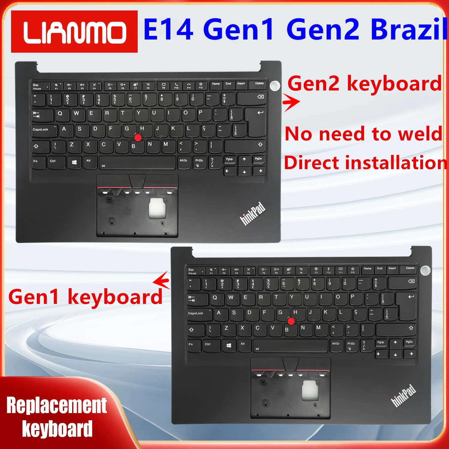 Brazi notebook keyboard Suitable for Lenovo ThinkPad E14 Gen1 E14 Gen2 Gen3 Gen4 C-shell keyboard With backlight and No backligh