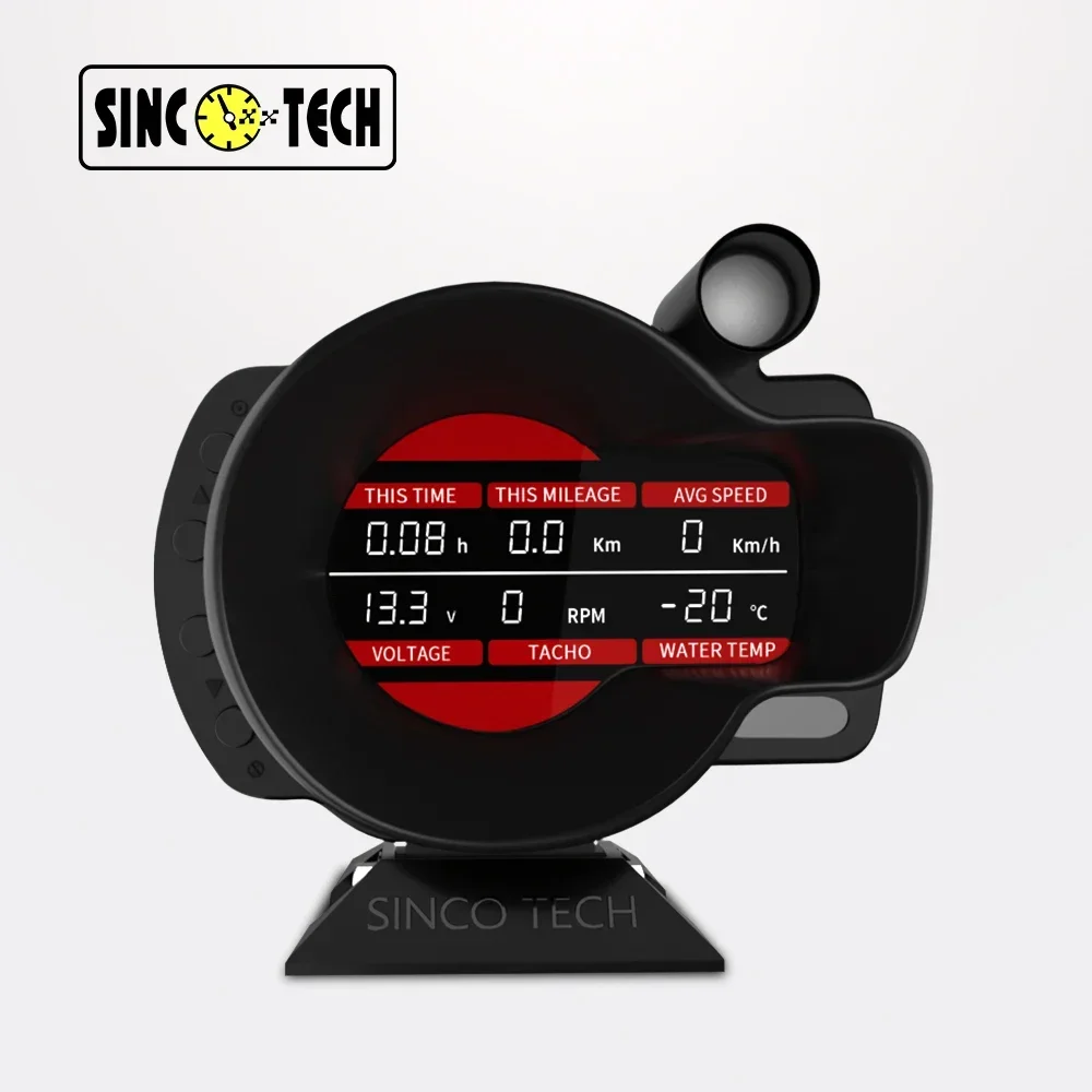 Sinco Tech Customize Universal Auto Speedometer Boost RPM Volts EGT AFR Oil Press Water Temperature 9-in-1 Gauge meter (DO916-S)