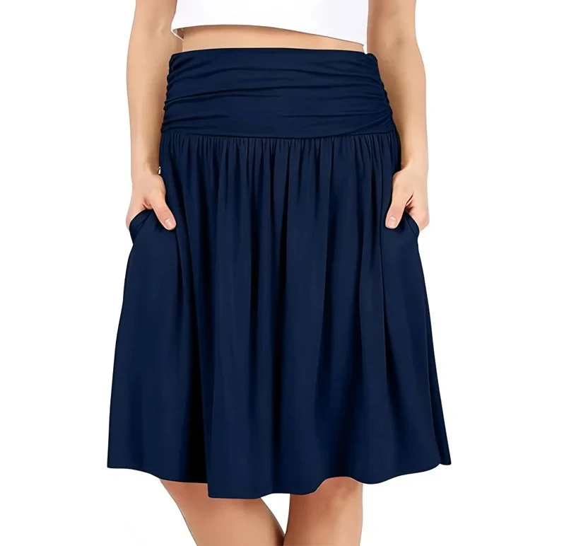 Jupe slim à poches plissées, décontractée et polyvalente, pour femmes européennes et américaines, nouvelle collection été