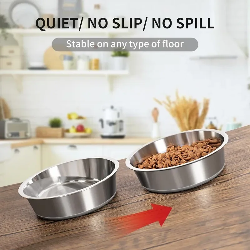 Cup Stainless Steel Dog Bowls Set for Food and Water, Silicone Base Anti-Slip,Extra Thick Metal Dog Bowl for Cats and Puppies