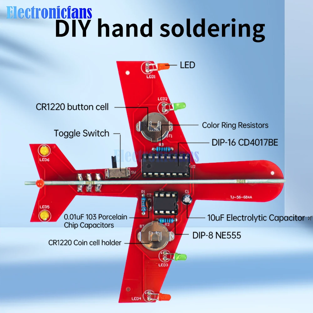 Electronic Small Airplane Flashing Led Flow Light Circuit Making Kit Diy Welding Practice Parts