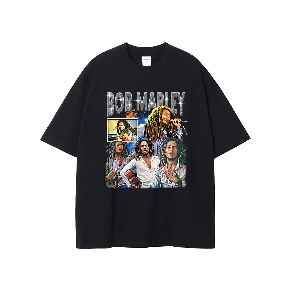 

Bob Marley Legend Portrait Tshirt Reggae Music Men's Harajuku Vintage Hip Hop Streetwear Male Casual Oversized Cotton T-shirts