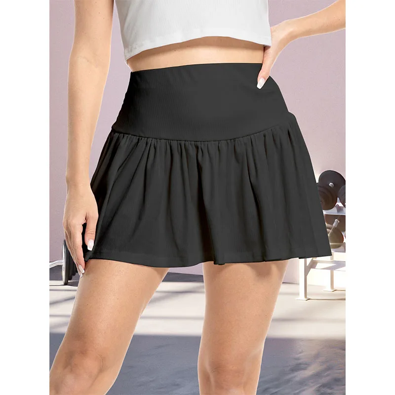 Summer Women's Half-body Skirt Solid Colour Pleated Skirt High Waist Ribbed Peplum Women's Short Skirt Street Wear