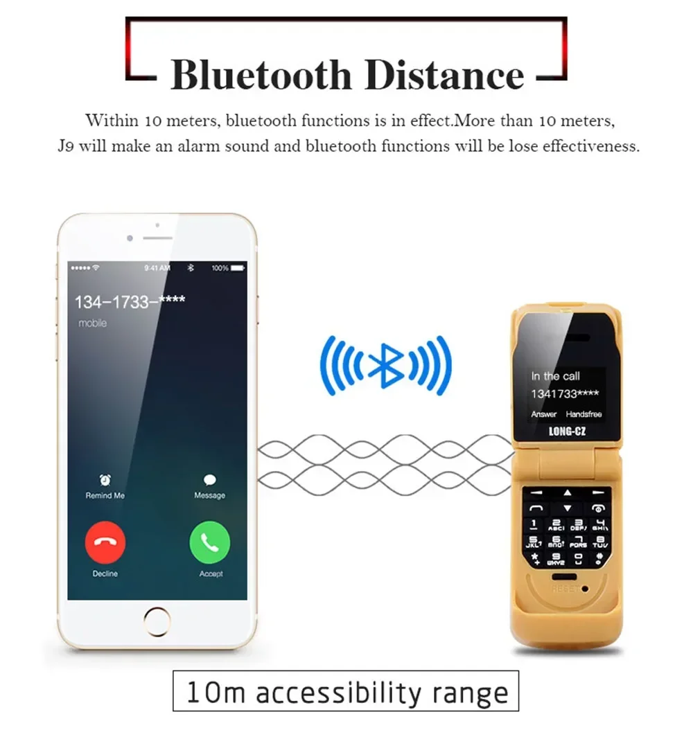 UNIWA J9 Mini telefono Flip con pulsante, compositore Bluetooth wireless, voce magica FM, auricolare vivavoce 2G Mini telefono per bambini