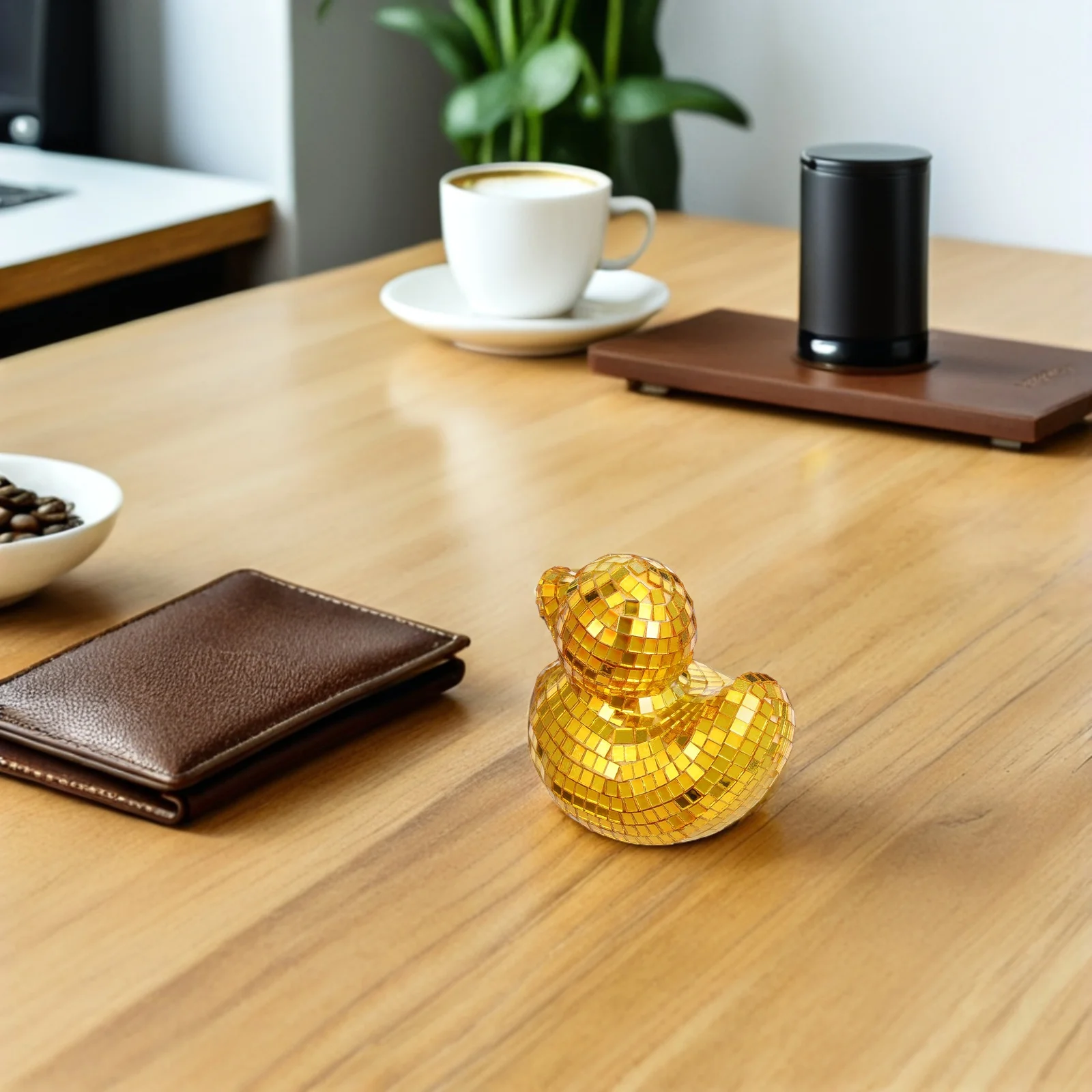 

Mirrored Glass Duck Decoration Retro Groovy Animal Sculpture for Home Office Party Decor Floor Accent