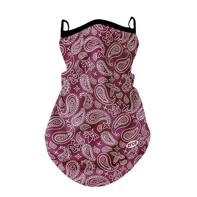 남녀공용 야외 통기성 자외선 차단 오토바이 라이딩 마스크, 페이즐리 이어루프 반다나, 스포츠 목 얼굴 커버, 여름