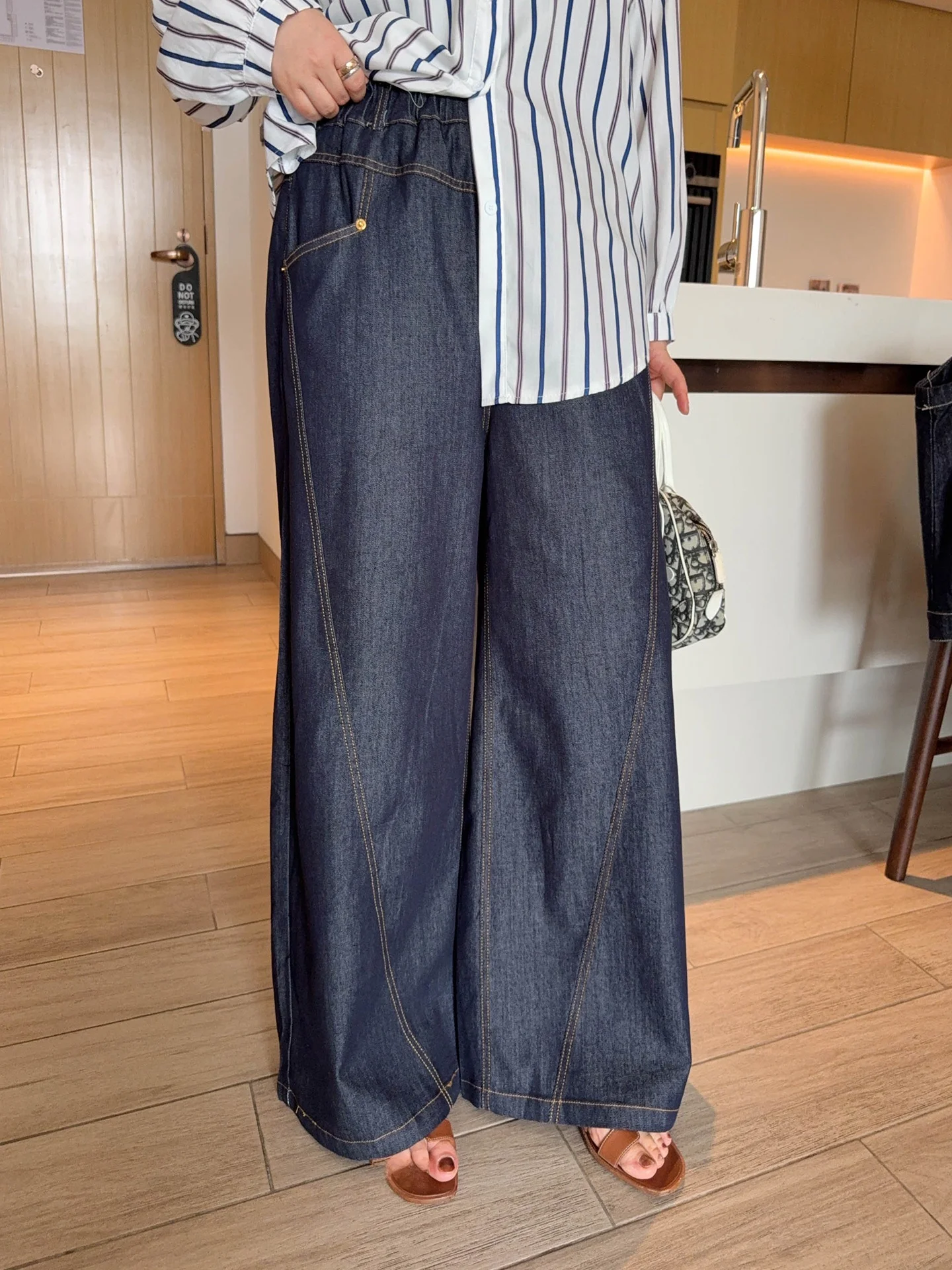 

VOGANA High Waist Wide Leg Jeans Retro Hong Kong Style Balloon Pants Fashionable Casual Cotton Blend Four Season Wear