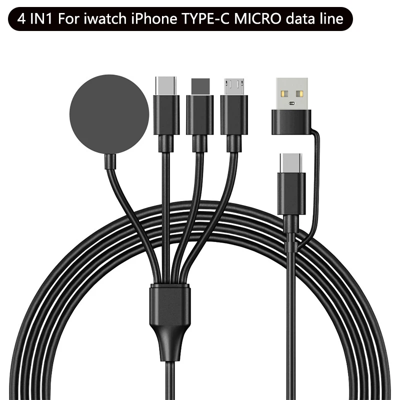 One To Four USB Micro Type-c Smartphone Watch Data Cable Wireless Charger Fast Charging Suitable For Iwatch Series