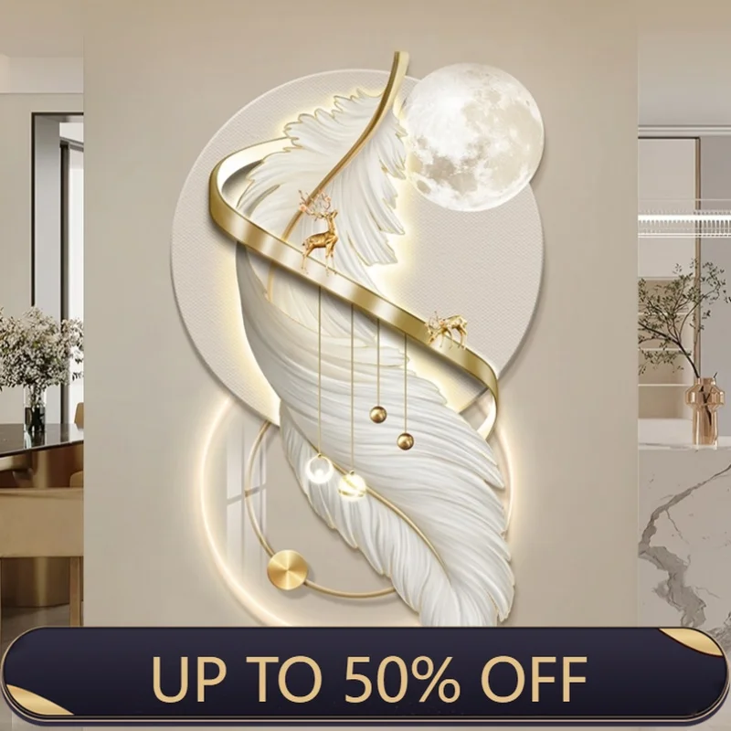Entrance LED Mural Light Feather For Corridor Living Room Hallway Kitchen Modern Hanging Paintings Home Decoration Art Wall Lamp
