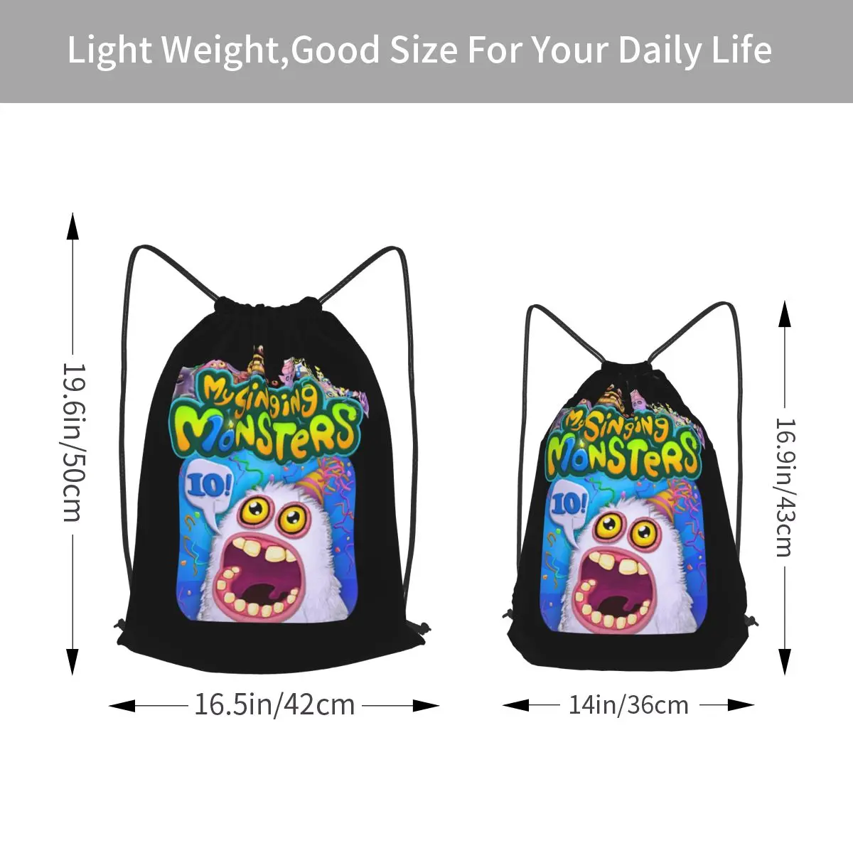 Wubbox My Singing Monsters Backpacks Casual Drawstring Bags Sports Bag Book Bags for Man Woman Students