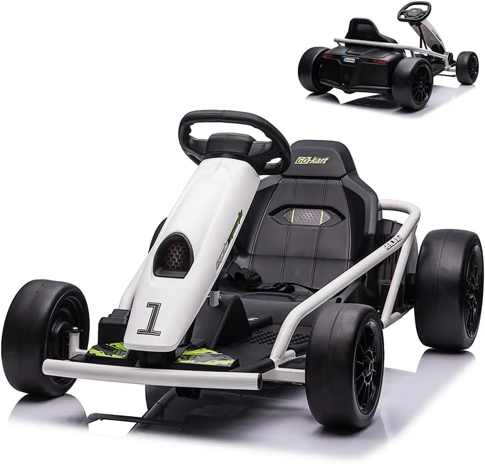 Jazda na gokart dla dzieci, akumulator 24V 9Ah 300W * 2 silniki, szybki dryfujący samochód 8 mil na godzinę, funkcja wolnego startu, wysokie/niskie prędkości, muzyka