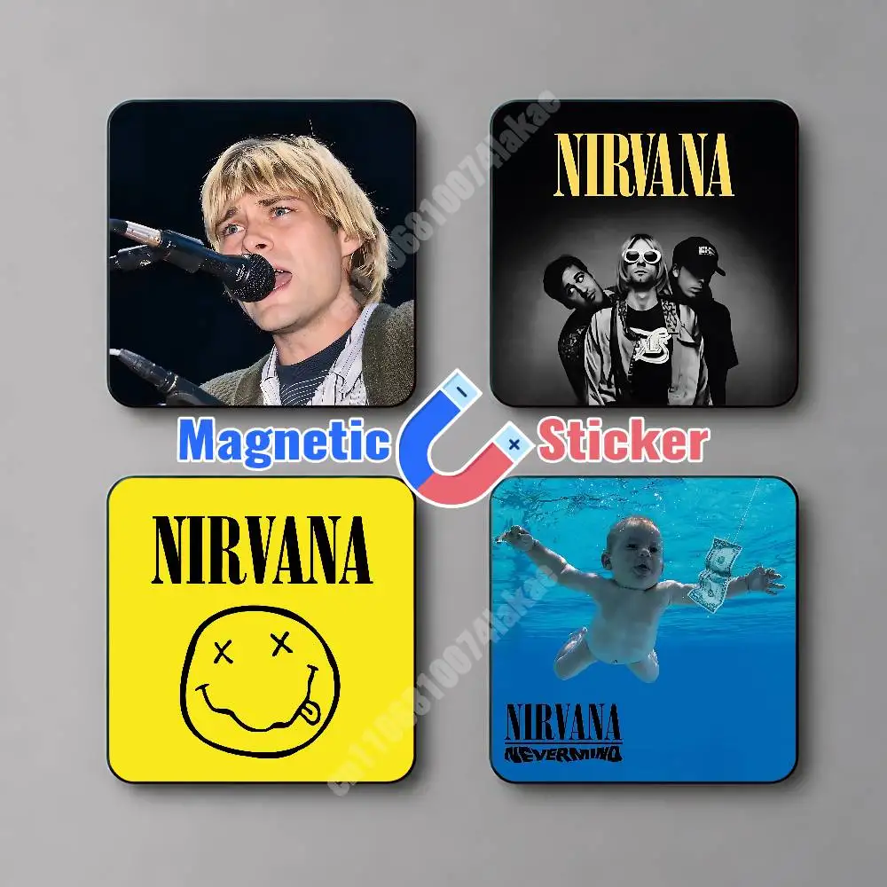 Kurt N-Nirvana Cobain Heart Shaped Box Magnetic Sticker Removable Fridge Decal for Metal Surfaces Magnet Label
