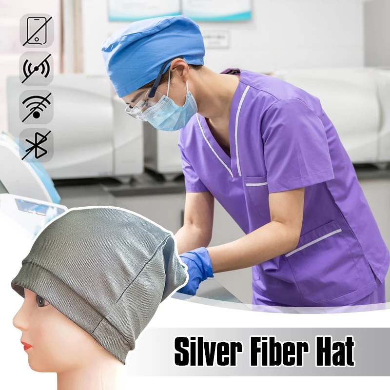 Anti-Radiation Cap Silver Fiber Unisex Emf 5G Electromagnetic Wave Rfid Shielding Protection Hat Beanies Hat Work Caps Head Cap