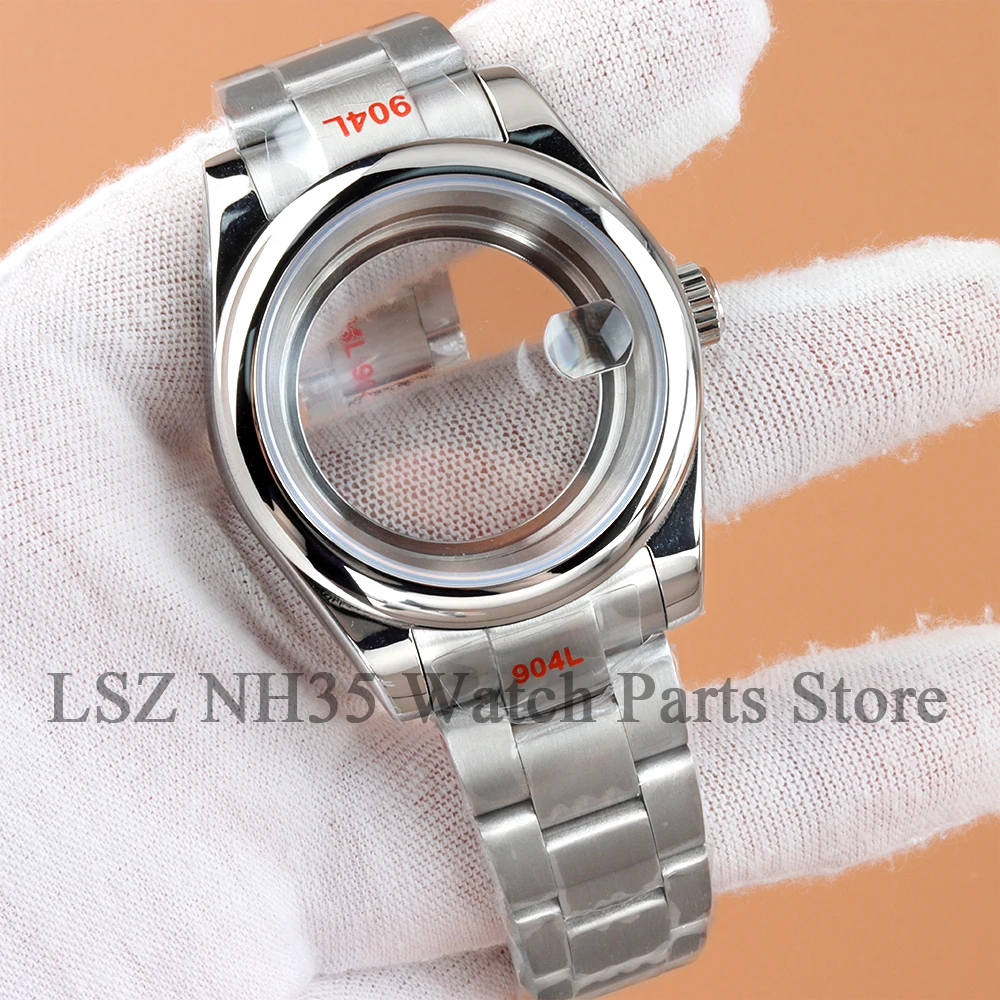 

36/39MM Silver Round Watch Case High-quality Stainless Steel Bracelet For Datejust NH35 NH36 Movement 28.5mm Sapphire Glass Part