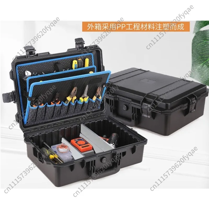 Portable Industrial Hardware Tool Box, Waterproof Shockproof Handheld Storage Case for Electrician Maintenance