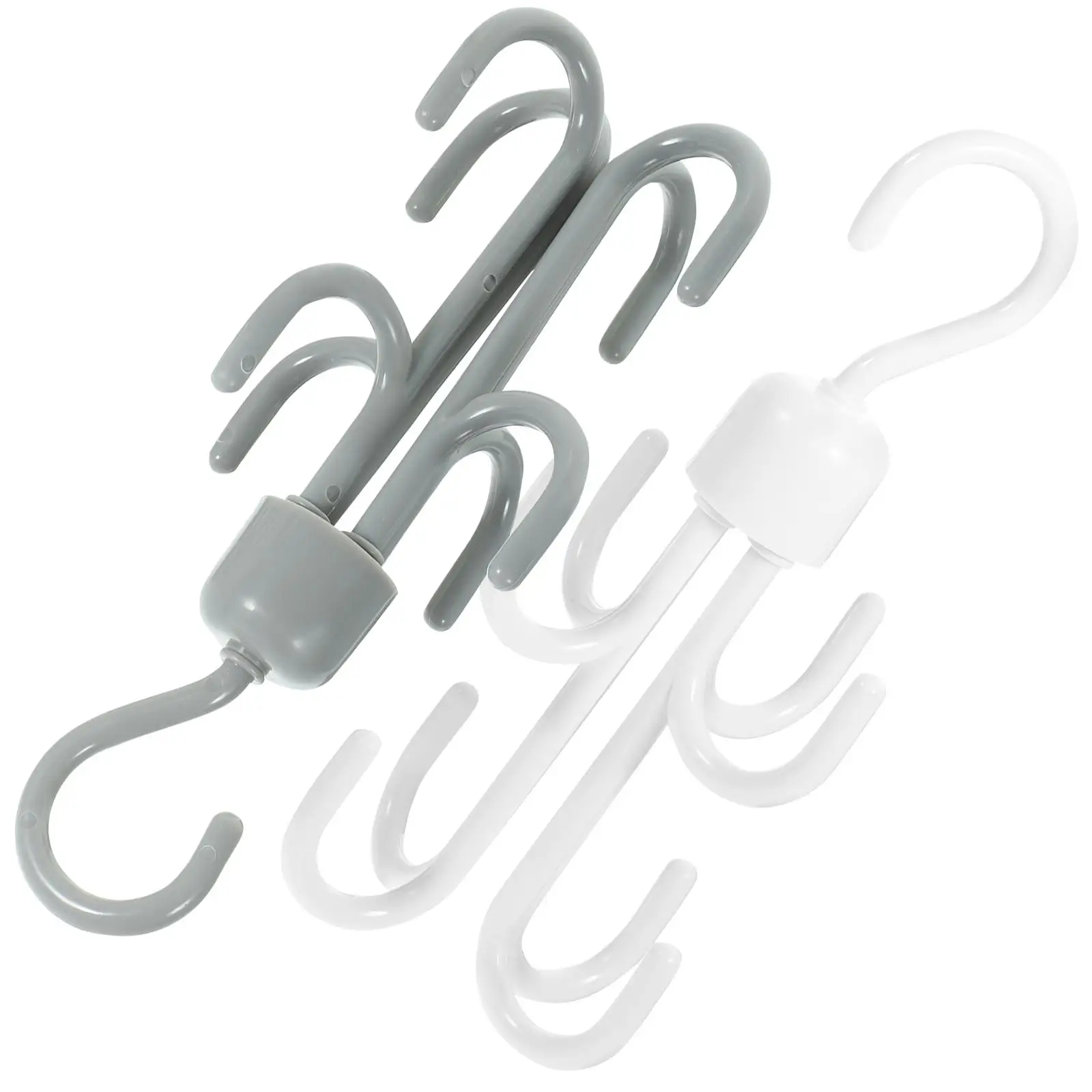 

2pcs Belt Hanger Hook Rotating Rack for Men Closet White Gray Wall Mount Storage with 4 Hooks Saves Space Plastic
