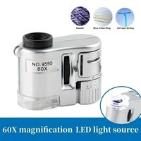 60X Handheld Magnifying Glass Mini Pocket UV Magnifier Portable Jeweler Microscope Loupe With LED Light