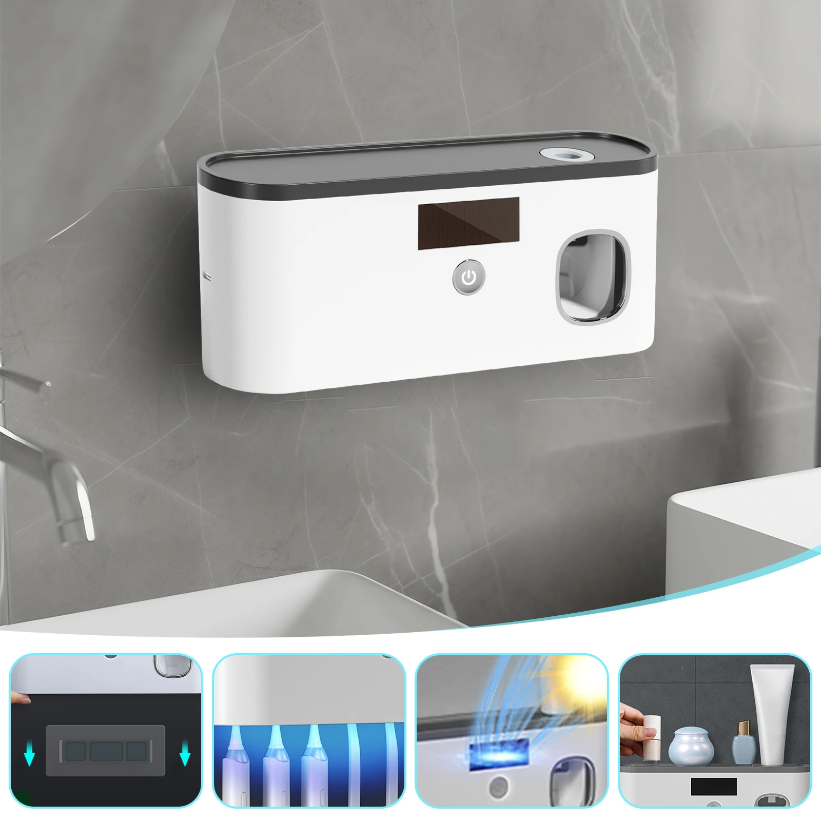 Wall-Mounted Rechargeable Electric Toothbrush Holder Timer Function Cordless Toothbrush Sanitizer Holder Toothbrush Cleaner