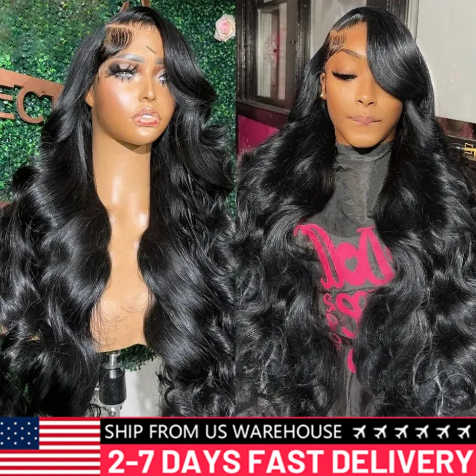 180 Density Body Wave 13x4 13x6 360 Hd Transparent Lace Front Human Hair Wig 30 38 Inch Lace Frontal Wigs Pre Plucked For Women