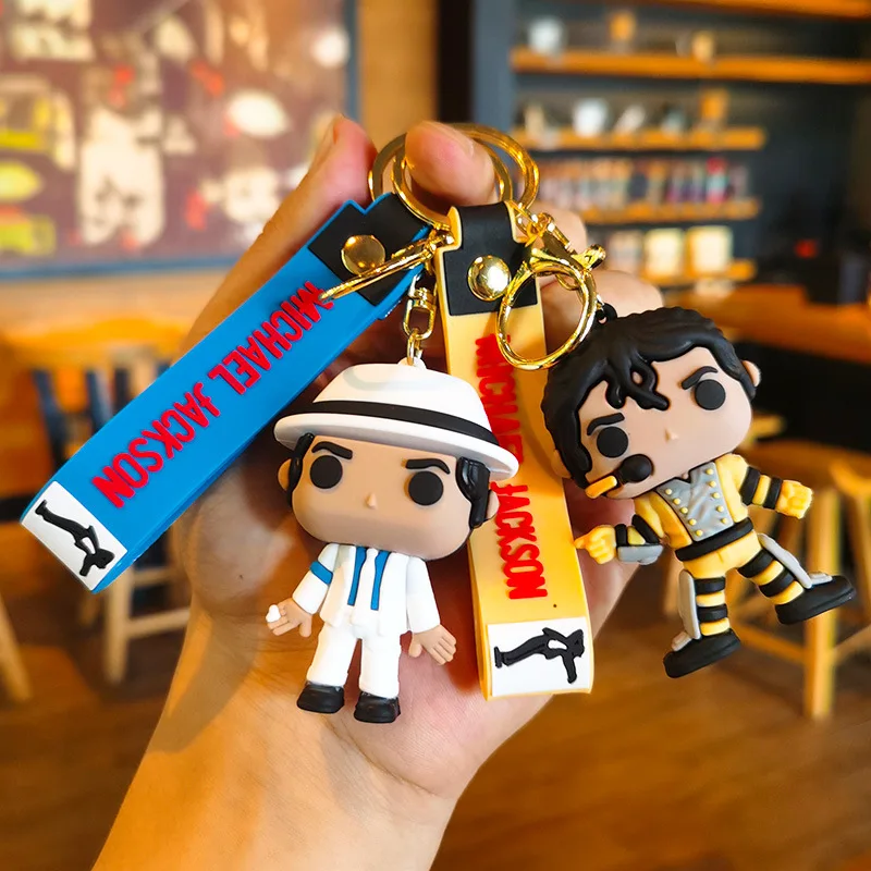 4 Styles King of Dance Jackson Keychain Classic Singer Key Ring Holder Pendant Key Chains Michael Jackson Men's and Women's Gift view 6