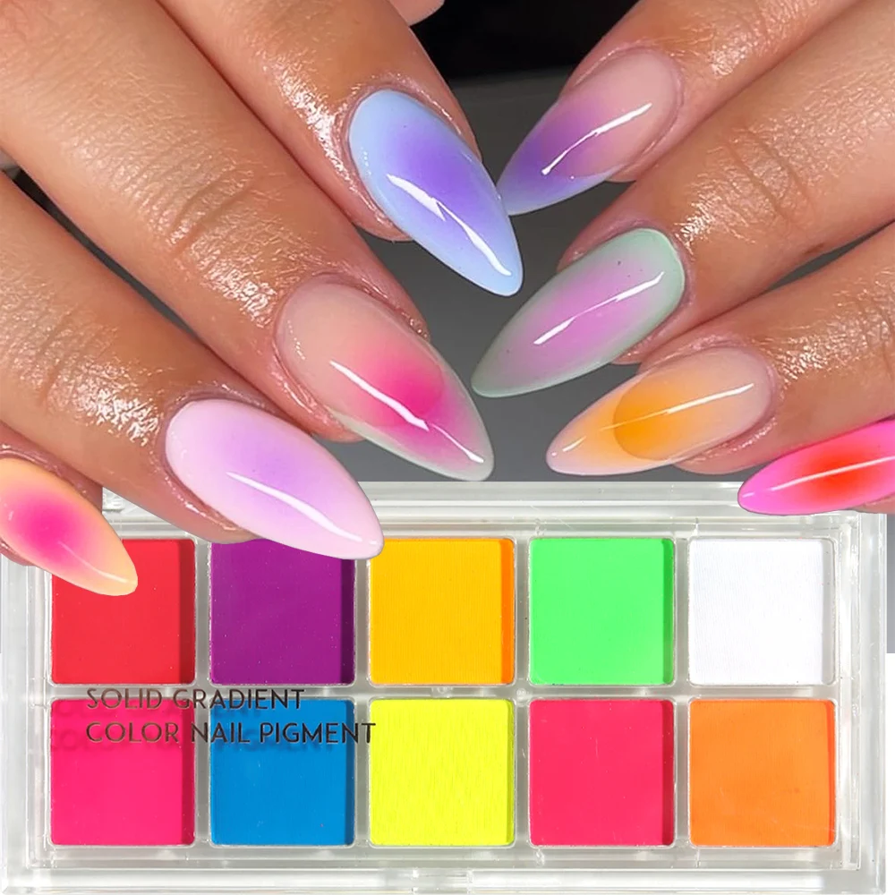 10-Color Gradient Nail Set, Gradient Nail Design for Creating Cute Y2K Punk Charm Nail Decorations, Nail Powder Set
