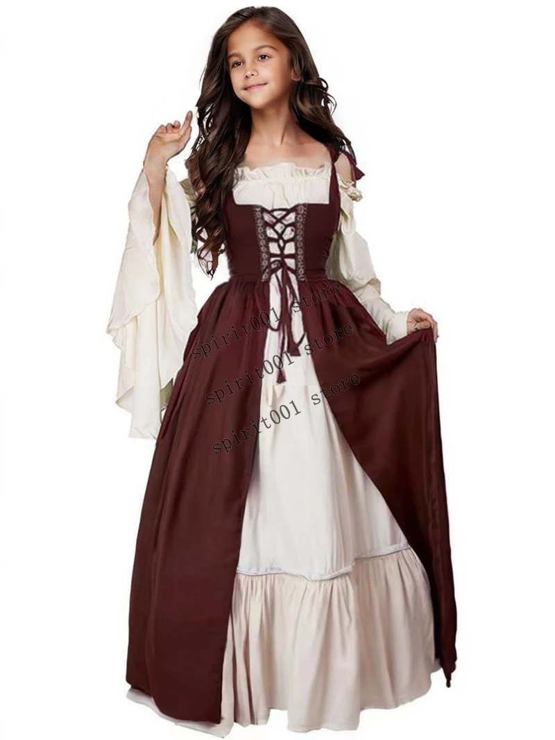 Christmas Cosplay Girls Medieval Renaissance Costumes Suit Dress Victorian Princess Steampunk Long Dress Plus Size