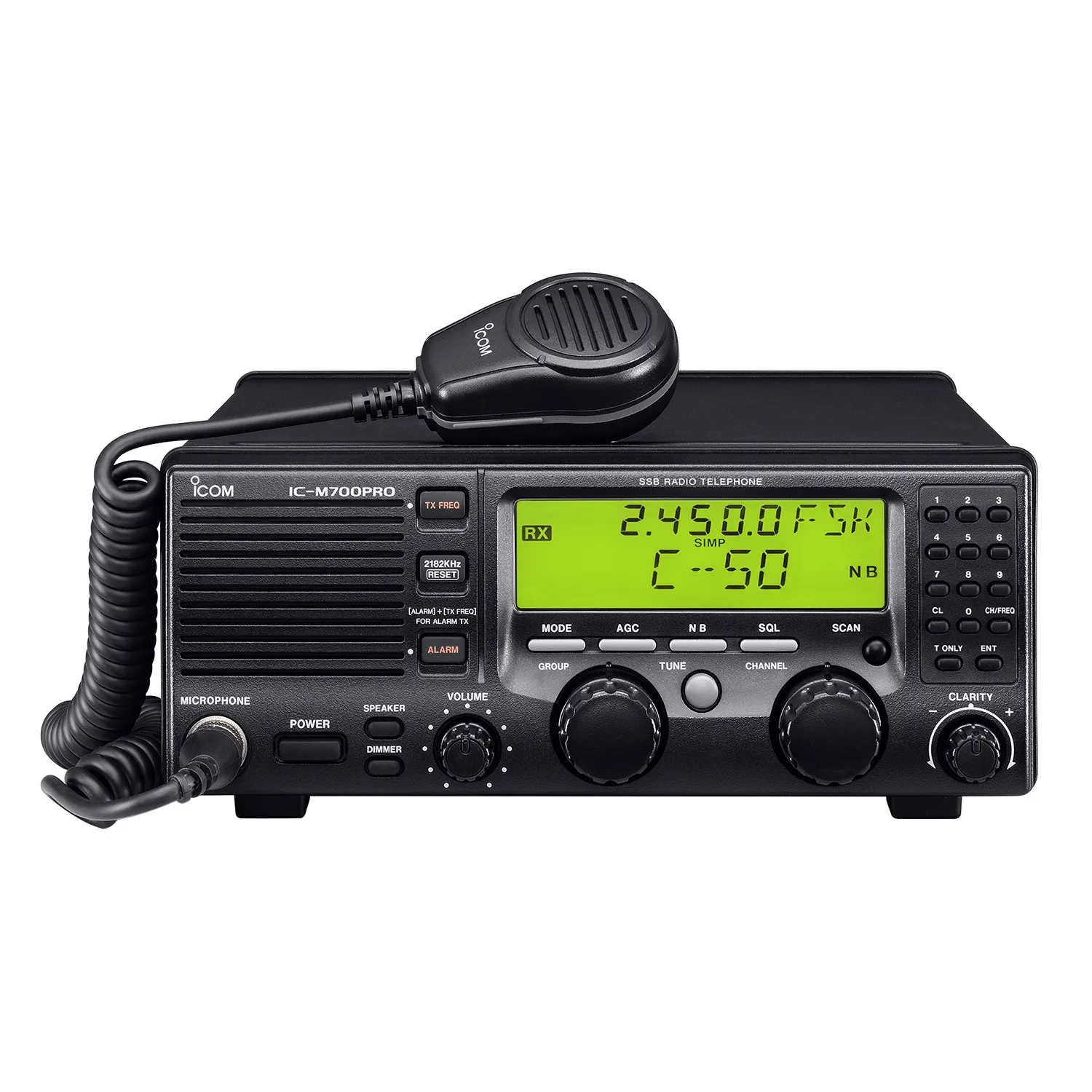 ICOM IC-M700PRO HF Transceiver, 0.5-29.99 MHz, 150 Channels, USB & AM, CW, FSK, AFSK Modes, Large LCD Display