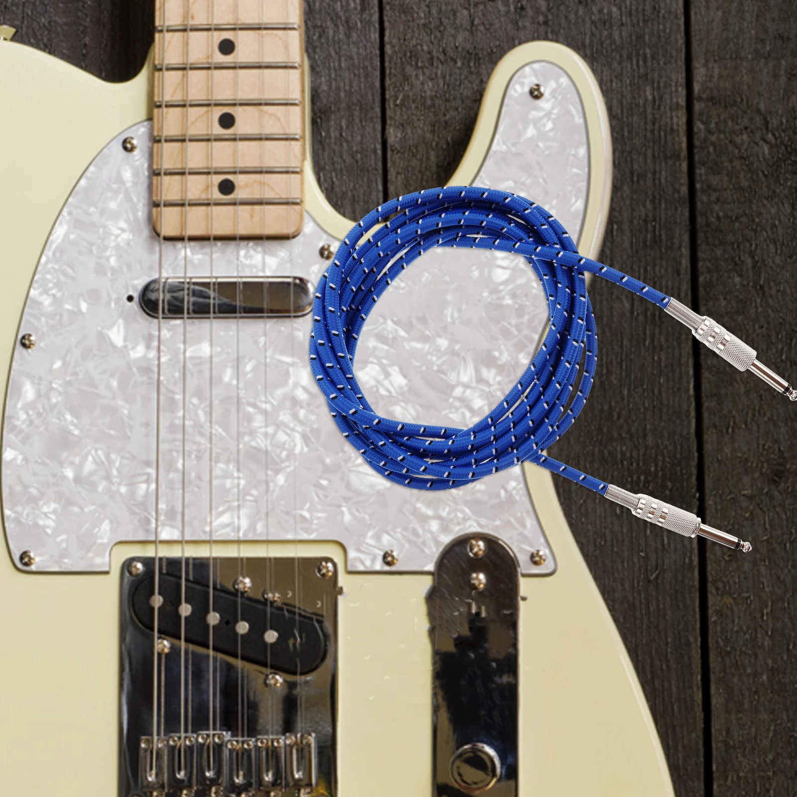 

Electric Guitar Cable Blue Fiber Mesh Shielded High Interference Reduction Stable Sound Transmission for Pedal