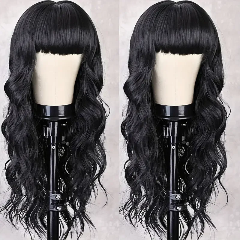 women's long curly blonde hair midsection wig synthetic fiber high temperature silk wig full head cover