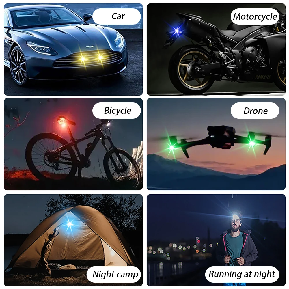 Remote control multi-mode colorful LED flashing light charging wireless motorcycle LED airplane light warning light