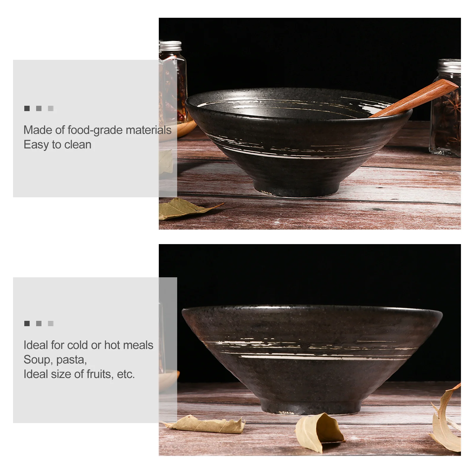 

Japanese Ramen Bowl Ceramic Single Salad Bowl Food Grade Easy Clean Noodle Container Ceramic Food Container