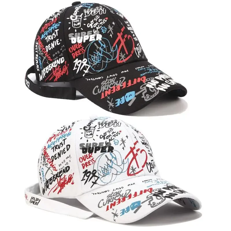 

Fashion Graffiti Baseball Cap for Women Men Outdoor Hip Hop Printed Duckbill Cap Adjustable SunShade Snapback Hats 여름모자여자