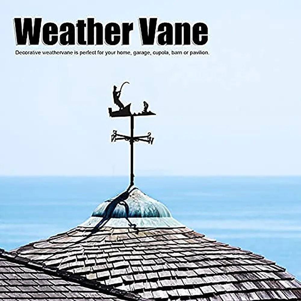 Iron Weathervane Wind Direction Indicator Farm Scene Home Outdoor Garden Iron Weathervanes Garden Outdoor Weather Vane RoofRetro