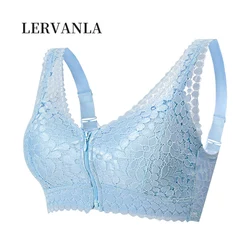 LERVANLA 2041 Women Lace Prosthesis Bra Front Zipper Without Steel Ring Adjustable Sports Beautiful Back Bra