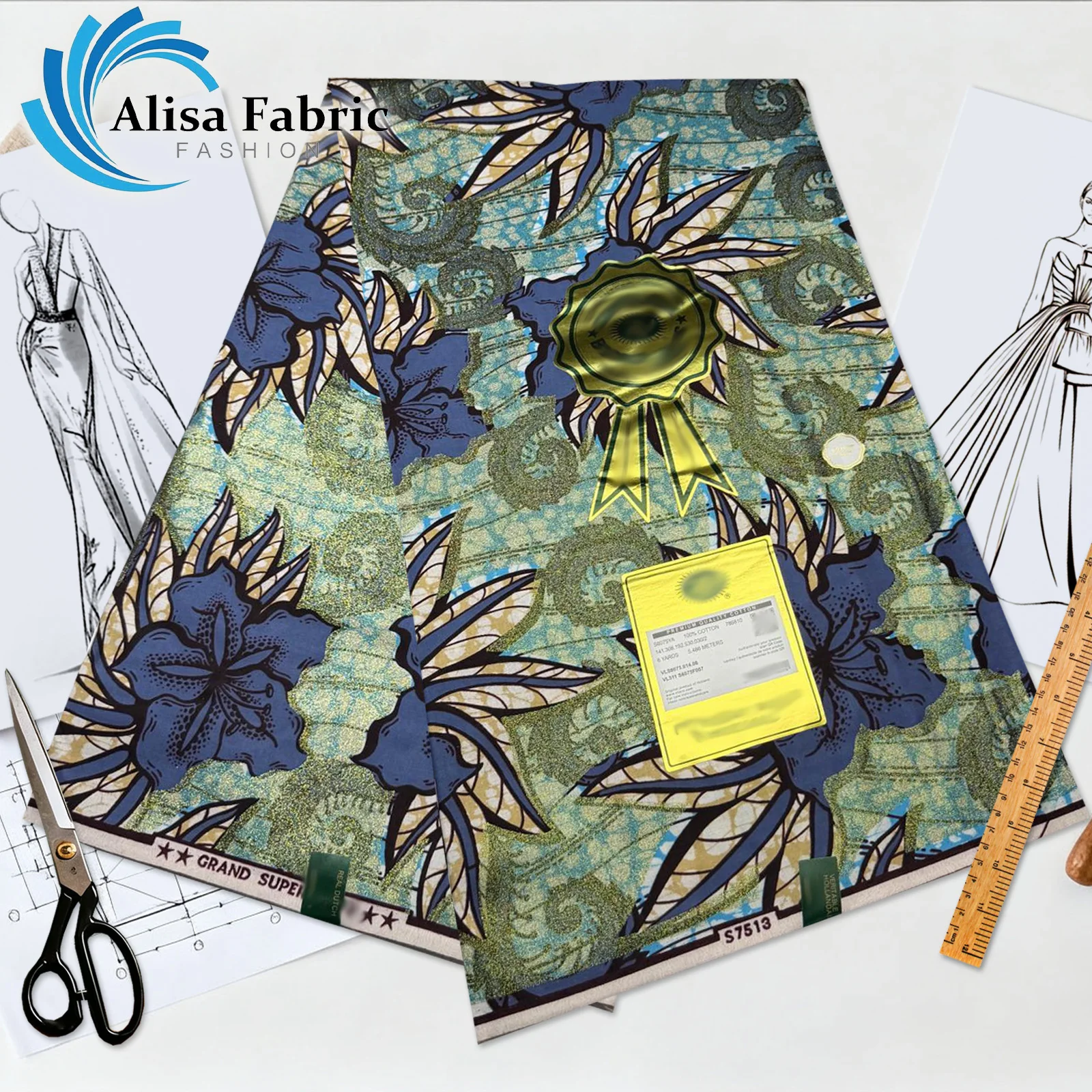 

2025 African grand super cotton fabric high quality 6yards veritable guaranteed nigerian fabric for man and woman