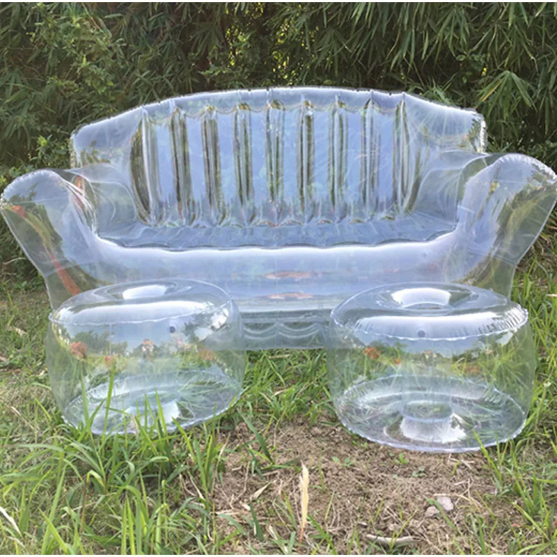 Transparent Inflatable Sofa Double Seater Portable Comfortable Soft Chair For Home Outdoor Use High Quality Durable Furniture