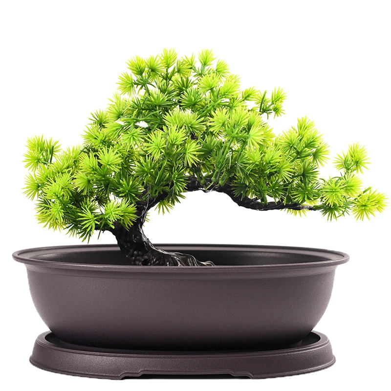 New Flowerpots Plastic Imitation Purple Clay Plants Pots Garden Landscape Bonsai Pot Trays Rectangular Square Planter