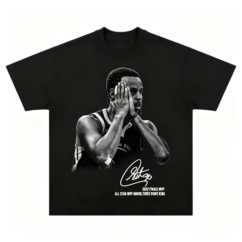 Men's Stephen Curry Graphic Tee - Heavy Cotton Vintage Washed Black, 2022 Finals MVP 3-Point King Signature Print, Breathable Light Basic Basics Casual Retro Hip-Hop Streetwear for Basketball Fans & Women's Graphic Tees Vintage T-Shirts