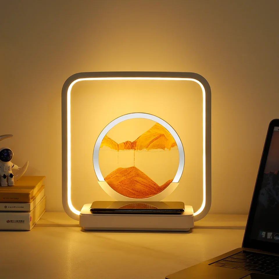 

3D quicksand nightlight ornament LED nightlight moving sand color hourglass bedroom table lamp home decor couple nightlight gift