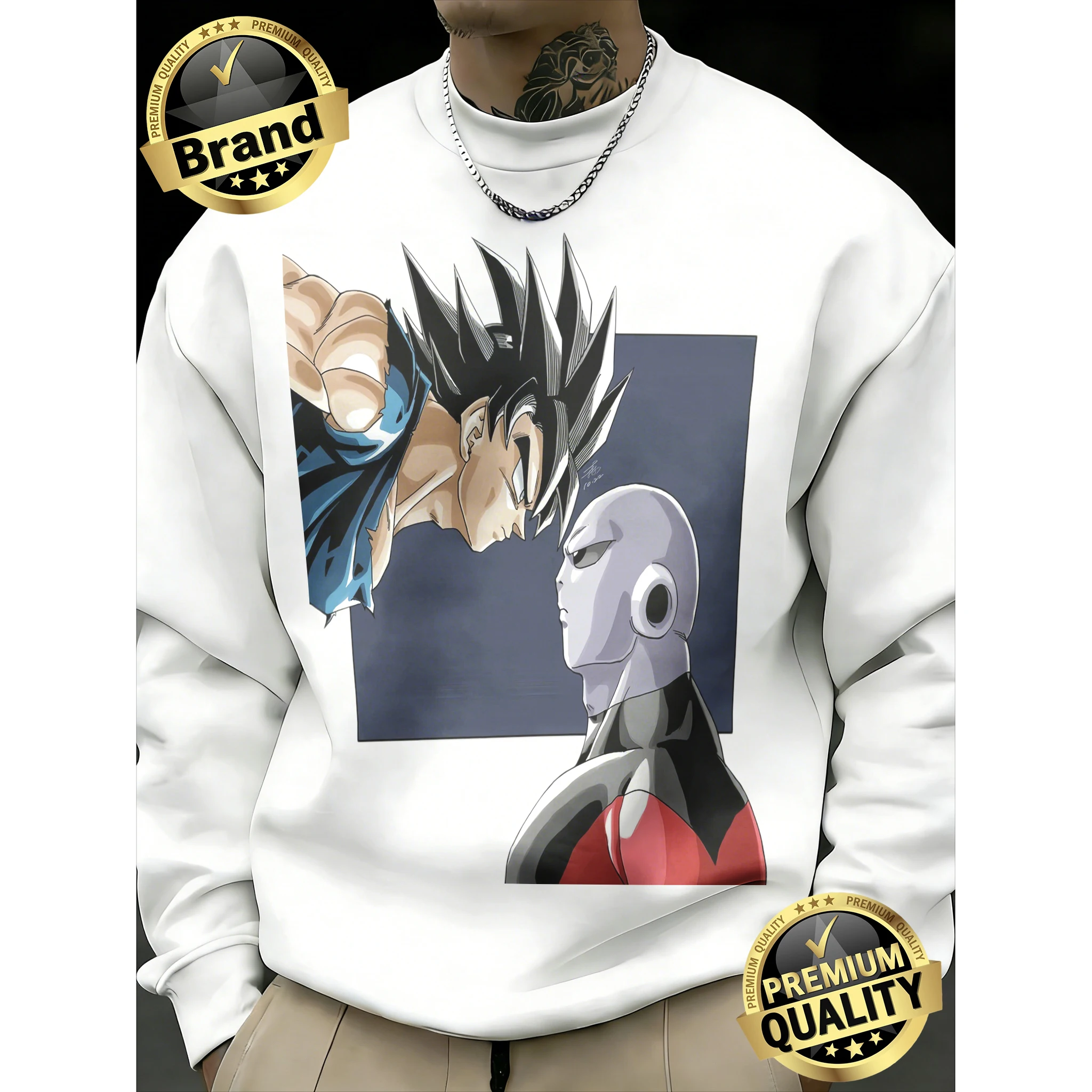 2026 Frühling Herbst Dragon Ball Super Goku Vs Jiren Druck 100% Baumwolle Rundhals-Sweatshirt Herren Übergroßes Fitness Unisex-Oberteil Y2k