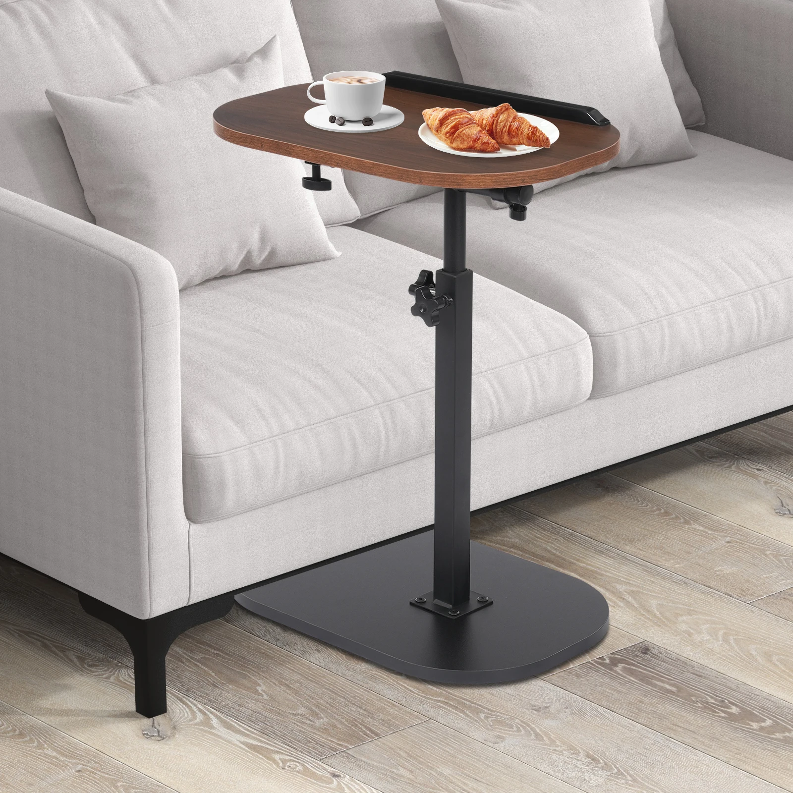 C-shaped Side Table, Small Coffee Table, Height Adjustable Side Table with 320 ° Tiltable & 360° Rotatable Tabletop