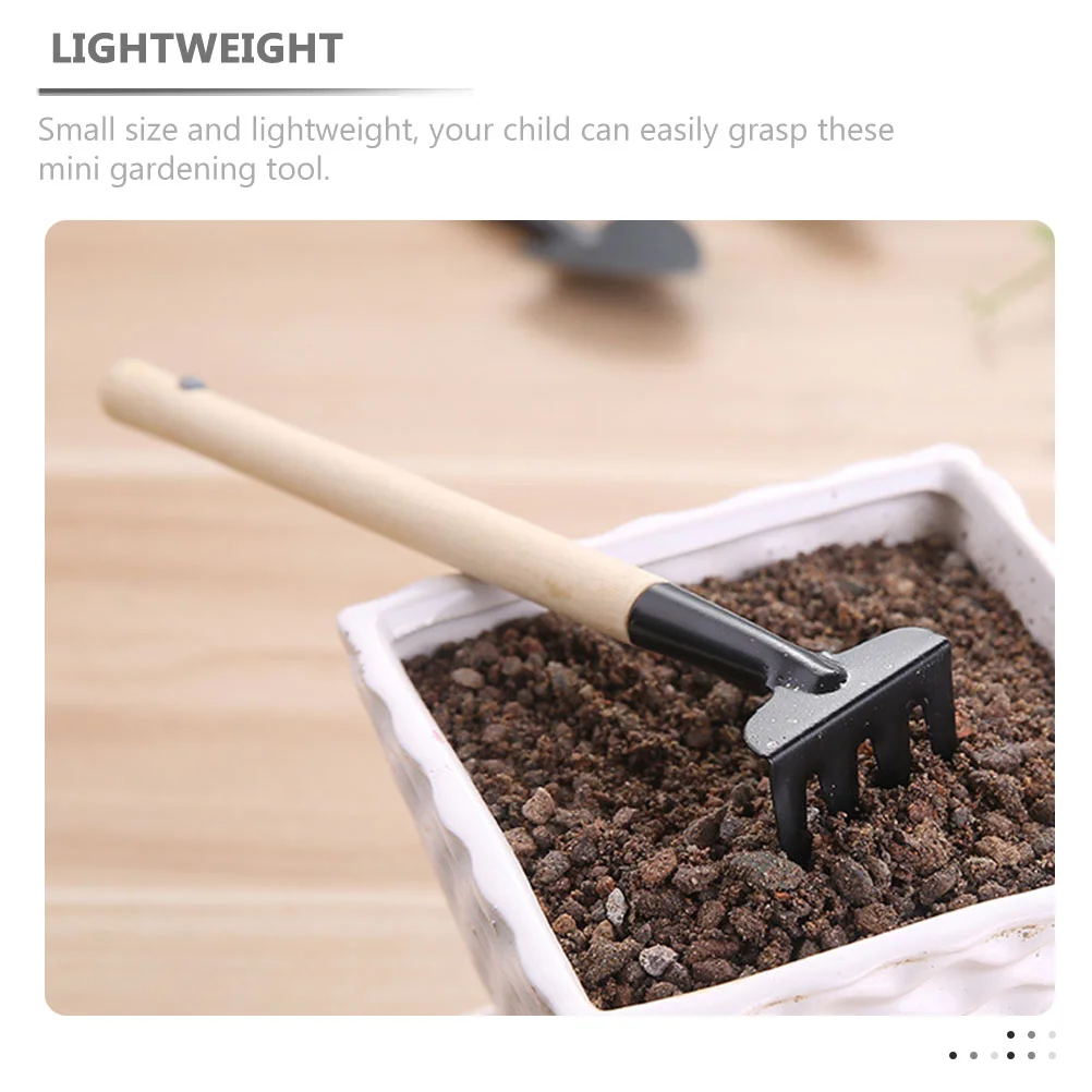 2 Sets Mini Tool Seed Planter Weeding Small Wooden Handle Garden Root Trowel Planting Bonsai