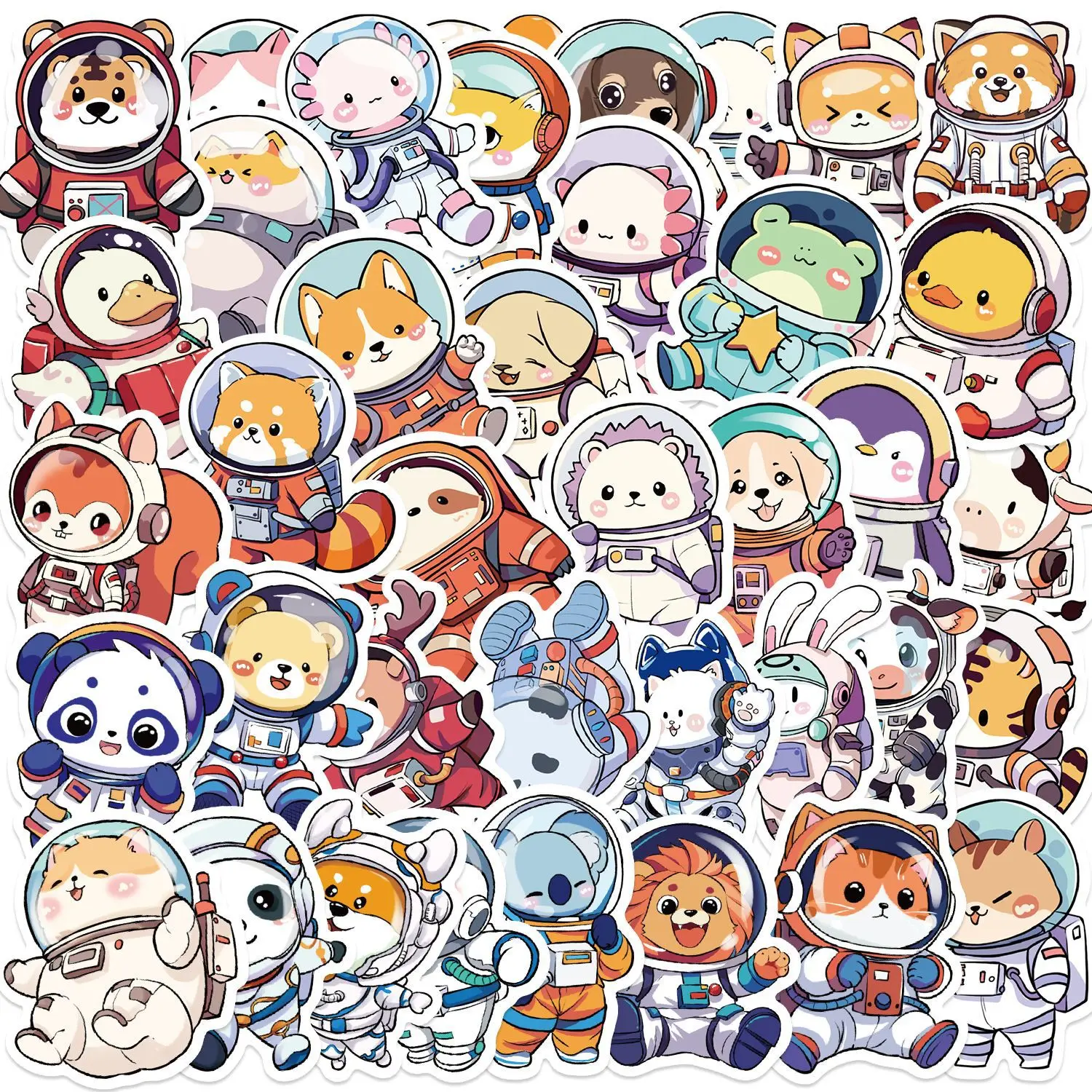 10/50 個かわいい動物宇宙飛行士クリエイティブ落書きステッカーかわいい猫宇宙飛行士漫画デカールノートブック電話カップギター子供のおもちゃ