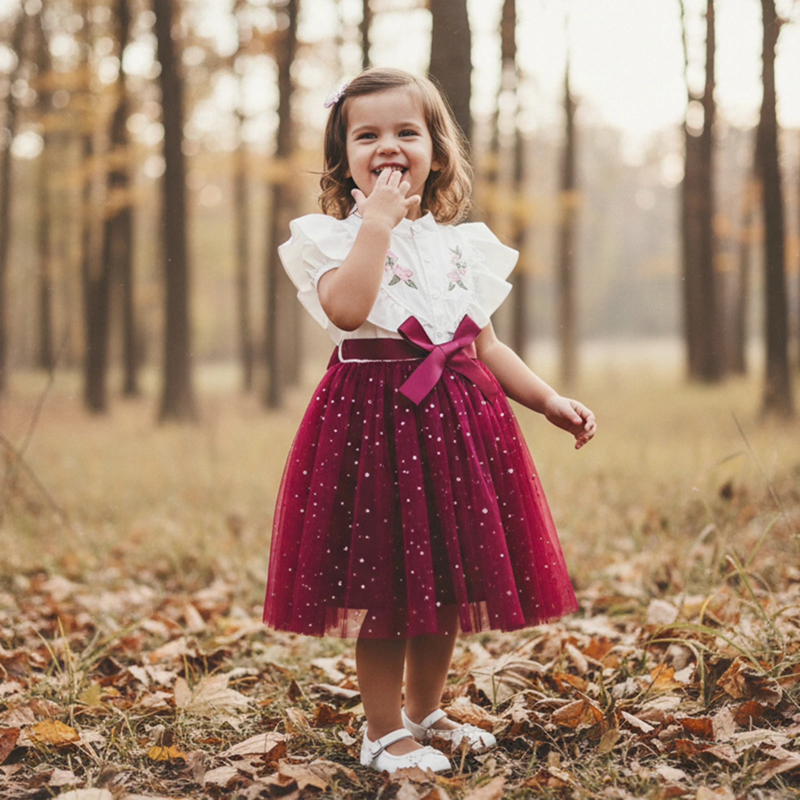 3-10Y LLittle Toddler Girl Summer Dress A Line Flower Embroidered Ruffled Trim Star Print Button Up Sleeveless Mesh Dress